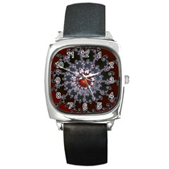 Fractal Rendering Spiral Helix Square Metal Watch by Pakrebo