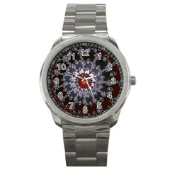 Fractal Rendering Spiral Helix Sport Metal Watch by Pakrebo