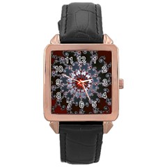 Fractal Rendering Spiral Helix Rose Gold Leather Watch  by Pakrebo