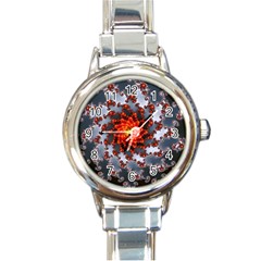 Fractal Spiral Rendering Curve Round Italian Charm Watch by Pakrebo