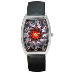 Fractal Spiral Rendering Curve Barrel Style Metal Watch by Pakrebo