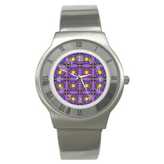 Seamless Wallpaper Pattern Ornament Art Stainless Steel Watch by Pakrebo