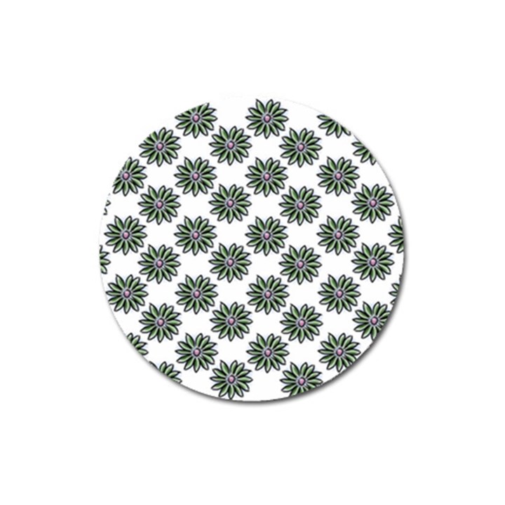 Graphic Pattern Flowers Magnet 3  (Round)