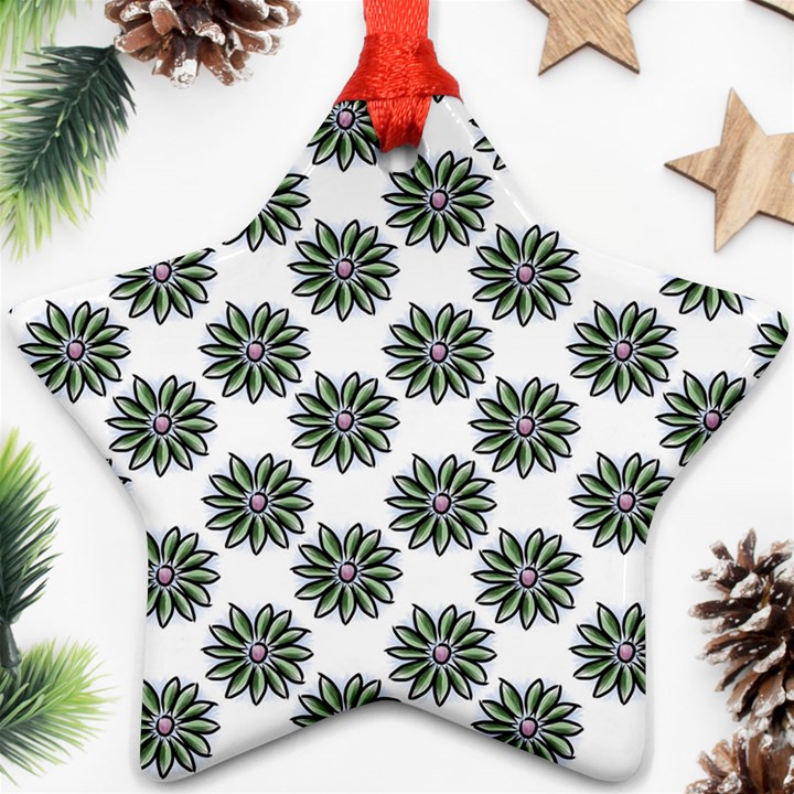 Graphic Pattern Flowers Star Ornament (Two Sides)