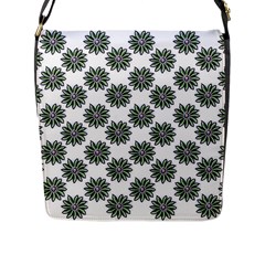 Graphic Pattern Flowers Flap Closure Messenger Bag (l) by Pakrebo