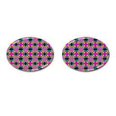 Seamless Wallpaper Pattern Ornament Pink Yellow Cufflinks (oval) by Pakrebo