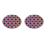 Seamless Wallpaper Pattern Ornament Pink Yellow Cufflinks (Oval) Front(Pair)