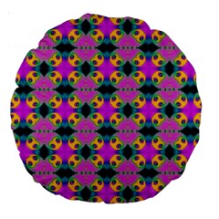 Seamless Wallpaper Pattern Ornament Pink Yellow Large 18  Premium Round Cushions