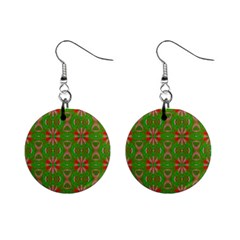 Seamless Wallpaper Digital Art Green Red Mini Button Earrings by Pakrebo