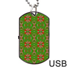 Seamless Wallpaper Digital Art Green Red Dog Tag Usb Flash (two Sides) by Pakrebo