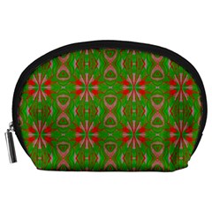 Seamless Wallpaper Digital Art Green Red Accessory Pouch (large)