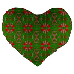 Seamless Wallpaper Digital Art Green Red Large 19  Premium Flano Heart Shape Cushions by Pakrebo