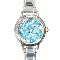 Stars Background Star Shiny Round Italian Charm Watch by Pakrebo