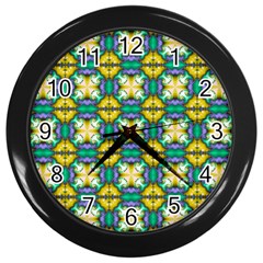 Seamless Wallpaper Pattern Symmetry Wall Clock (black) by Pakrebo