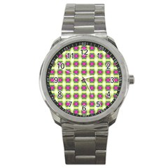 Seamless Geometric Blur Lines Sport Metal Watch by Pakrebo