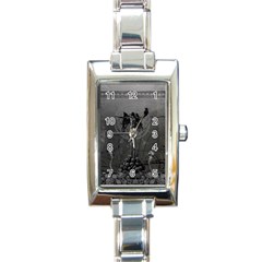 Awesome Crow Skeleton With Skulls Rectangle Italian Charm Watch by FantasyWorld7