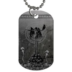 Awesome Crow Skeleton With Skulls Dog Tag (two Sides) by FantasyWorld7