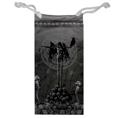 Awesome Crow Skeleton With Skulls Jewelry Bag