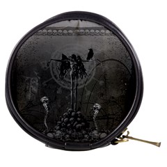 Awesome Crow Skeleton With Skulls Mini Makeup Bag by FantasyWorld7