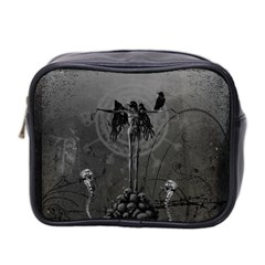 Awesome Crow Skeleton With Skulls Mini Toiletries Bag (two Sides) by FantasyWorld7