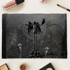 Awesome Crow Skeleton With Skulls Cosmetic Bag (xxl) by FantasyWorld7