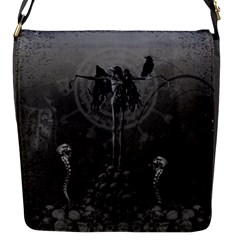 Awesome Crow Skeleton With Skulls Flap Closure Messenger Bag (s) by FantasyWorld7