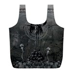 Awesome Crow Skeleton With Skulls Full Print Recycle Bag (L) Front