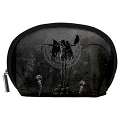 Awesome Crow Skeleton With Skulls Accessory Pouch (large)