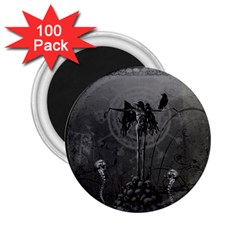 Awesome Crow Skeleton With Skulls 2 25  Magnets (100 Pack)  by FantasyWorld7