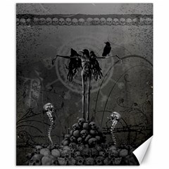 Awesome Crow Skeleton With Skulls Canvas 8  X 10  by FantasyWorld7