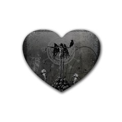 Awesome Crow Skeleton With Skulls Heart Coaster (4 Pack)  by FantasyWorld7