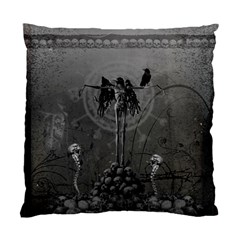 Awesome Crow Skeleton With Skulls Standard Cushion Case (one Side) by FantasyWorld7