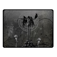 Awesome Crow Skeleton With Skulls Fleece Blanket (small) by FantasyWorld7