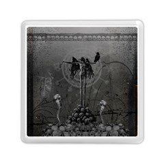 Awesome Crow Skeleton With Skulls Memory Card Reader (square) by FantasyWorld7