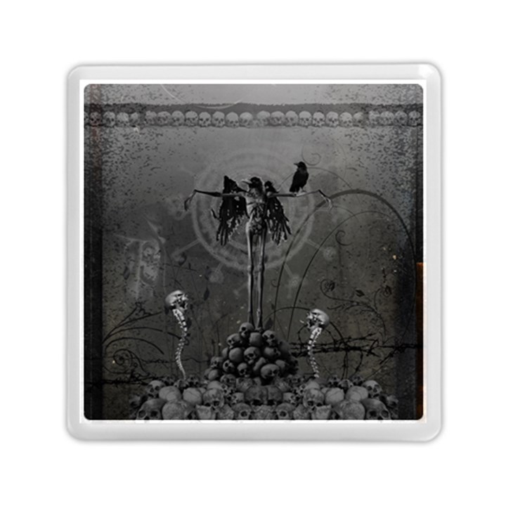 Awesome Crow Skeleton With Skulls Memory Card Reader (Square)