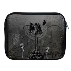 Awesome Crow Skeleton With Skulls Apple Ipad 2/3/4 Zipper Cases by FantasyWorld7