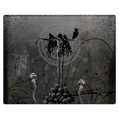 Awesome Crow Skeleton With Skulls Double Sided Flano Blanket (medium)  by FantasyWorld7