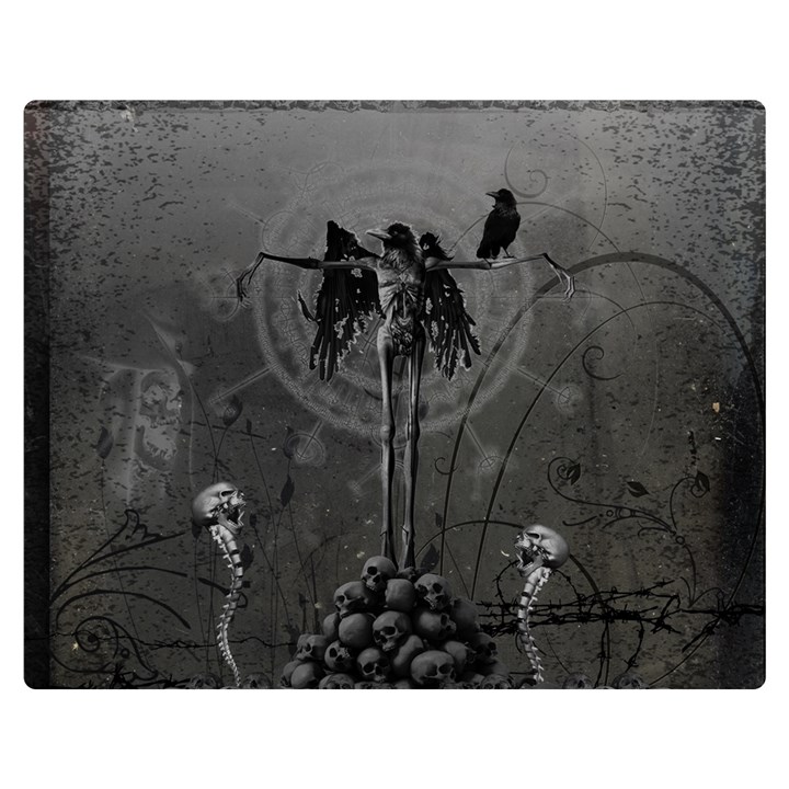 Awesome Crow Skeleton With Skulls Double Sided Flano Blanket (Medium) 