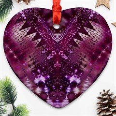 Pink Fractal Lace Ornament (heart) by KirstenStar