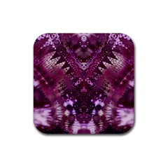 Pink Fractal Lace Rubber Coaster (square)  by KirstenStar