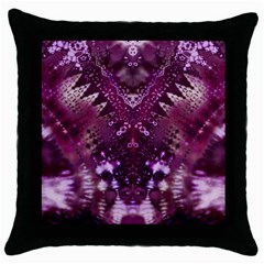 Pink Fractal Lace Throw Pillow Case (black) by KirstenStar