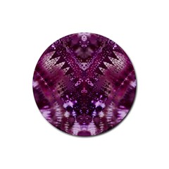 Pink Fractal Lace Rubber Coaster (round)  by KirstenStar