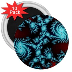 Fractal Spiral Abstract Pattern Art 3  Magnets (10 Pack)  by Pakrebo