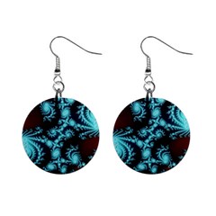 Fractal Spiral Abstract Pattern Art Mini Button Earrings