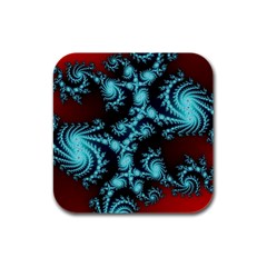 Fractal Spiral Abstract Pattern Art Rubber Square Coaster (4 Pack)  by Pakrebo