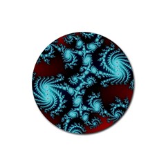 Fractal Spiral Abstract Pattern Art Rubber Round Coaster (4 Pack)  by Pakrebo