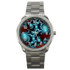 Fractal Spiral Abstract Pattern Art Sport Metal Watch by Pakrebo