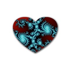 Fractal Spiral Abstract Pattern Art Rubber Coaster (heart)  by Pakrebo