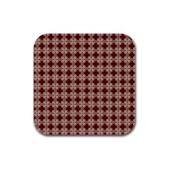 Brown Tiles Leaves Wallpaper Rubber Square Coaster (4 Pack)  by Pakrebo