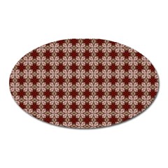 Brown Tiles Leaves Wallpaper Oval Magnet by Pakrebo